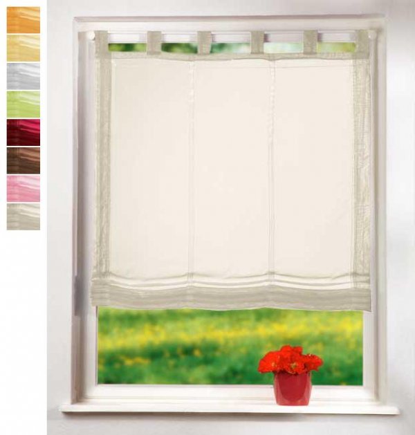 -61008-Raffrollo Voile UNI mit Schlaufen Kräuselband