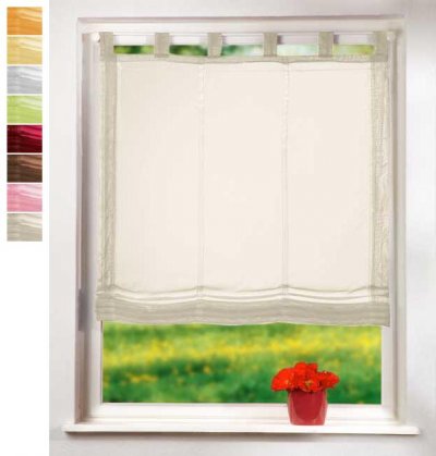 -61008-Raffrollo Voile UNI mit Schlaufen Kräuselband