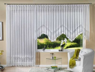 -13114-Jacquard Bogen Store, Fertig Gardine -13114-