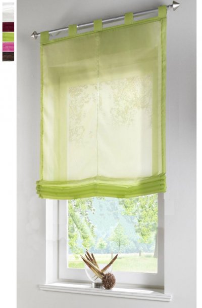 -610070-Raffrollo transparent UNI aus Voile mit Schlaufen...