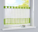 -610700-Scheibengardine Voile Gardine Schlaufen mit Bordüre 50 x 160 cm (HxB) -610700-