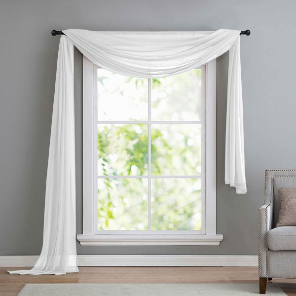 -560- Weiß 140x600 Voile Querbehang, Freihanddeko -560-