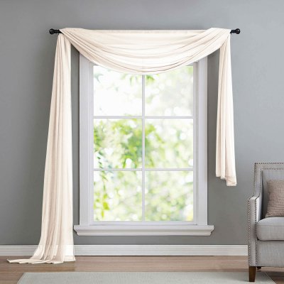 -560- Creme 140x600 Voile Querbehang, Freihanddeko -560-