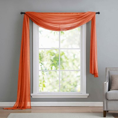 -560- Terrakotta 140x600 Voile Querbehang, Freihanddeko...