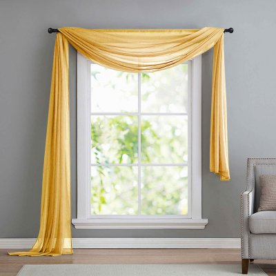 -560- Gelb 140x600 Voile Querbehang, Freihanddeko -560-