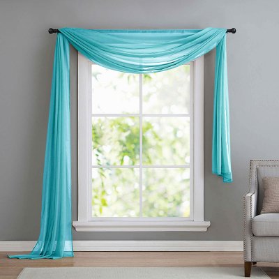 -560- Blau 140x600 Voile Querbehang, Freihanddeko -560-