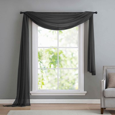 -560- Schwarz 140x600 Voile Querbehang, Freihanddeko -560-