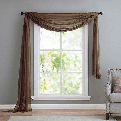 -560- Braun 140x600 Voile Querbehang, Freihanddeko -560-