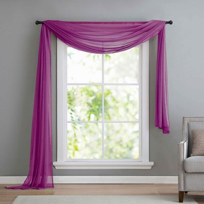 -560- Brombeer 140x600 Voile Querbehang, Freihanddeko -560-