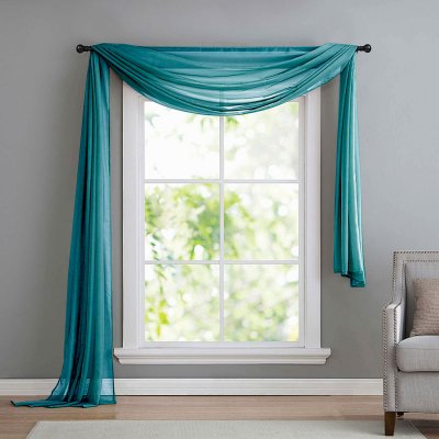 -560- Türkis 140x600 Voile Querbehang, Freihanddeko...