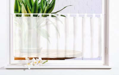 -61070- Weiß 50x160 Scheibengardine UNI Voile -61070-