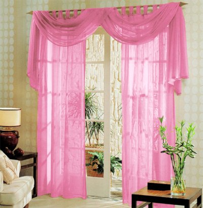 -60999- Rosa 245x140 Voile komplett GARDINEN SET 3tlg....