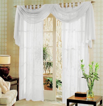 -60999- Weiß 245x140 Voile komplett GARDINEN SET...