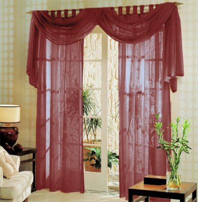 -60999- Bordeaux 245x140 Voile komplett GARDINEN SET...