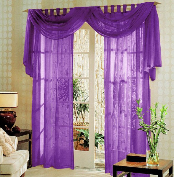 -60999- Lila 245x140 Voile komplett GARDINEN SET 3tlg. -60999-