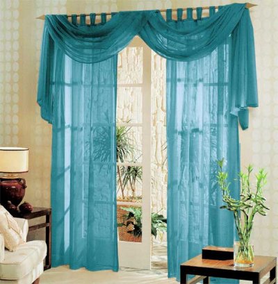 -60999- Türkis 245x140 Voile komplett GARDINEN SET...