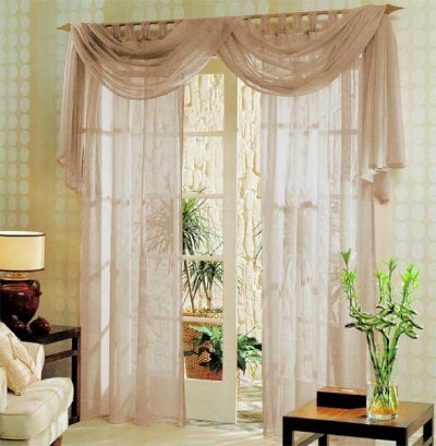 -60999- Sand 245x140 Voile komplett GARDINEN SET 3tlg....