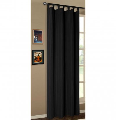 -20400- Schwarz 245x140 Vorhang Blickdicht Schlaufenschal aus Microsatin, matt, Kräuselband -20400-