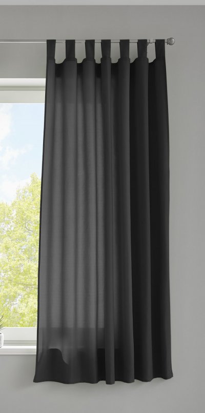 -20400- Schwarz 175x140 Vorhang Blickdicht Schlaufenschal...