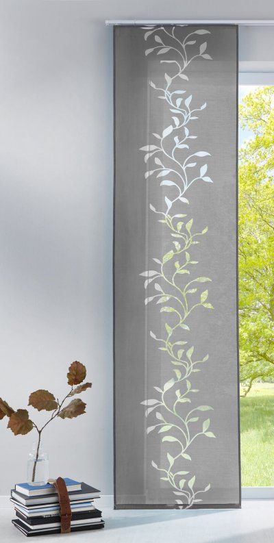 -85611-  Grau-245x60 (HxB) Flächenvorhang Schiebegardine Ausbrenner Tendril