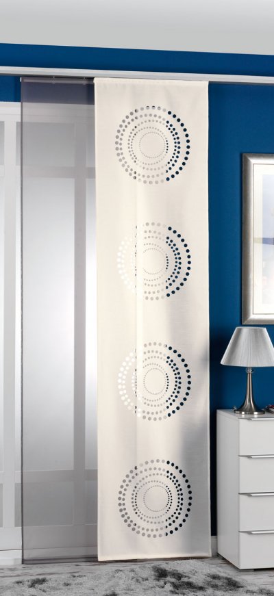 -165665- Creme Grau 245x60 2er-Pack Schiebegardine...