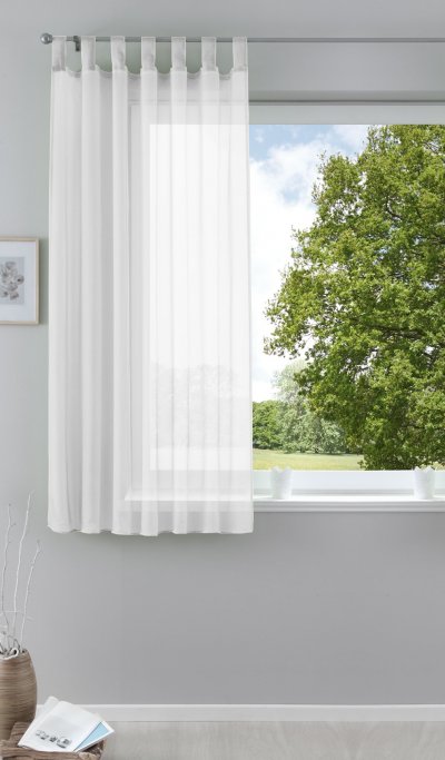 -611750- Weiß 175x140 Schlaufenschal Gardine Voile...