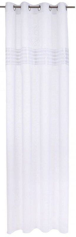 Gardine, My Home Collection, mit Kräuselband, Farbe Weiss, Design Modern, halbtransparent, Taftbordüre mit Plisseefalten, Leinenoptik, Waschbar, Maße (HxB) 250 x 140cm
