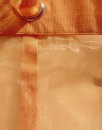 Panneaux, mit Schlaufen, Farbe Terra, eingewebte Längsstreifen in Leinenoptik, Organza-Qualität, Leicht Glänzend, Transparent, Waschbar, in verschiedenen Größen erhältlich