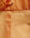Panneaux, mit Schlaufen, Farbe Terra, eingewebte Längsstreifen in Leinenoptik, Organza-Qualität, Leicht Glänzend, Transparent, Waschbar, in verschiedenen Größen erhältlich