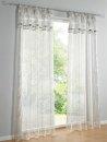 Dekostore, transparenter Stoff in Seidenoptik, Blende beduckt mit silber Blumen,  chemische Reinigung,  ,