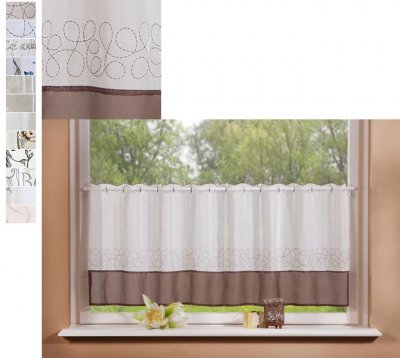 -42002-Voile Scheiben Gardine transparent mit Stickerei...
