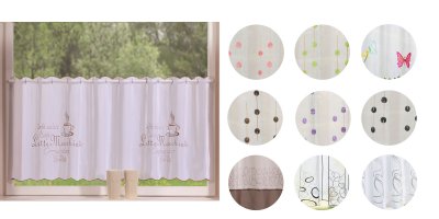 -42002-Voile Scheiben Gardine transparent mit Stickerei -42002-