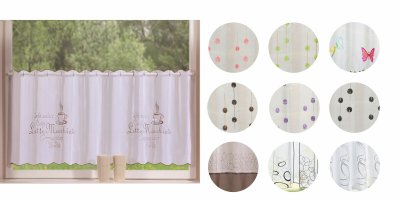 -42002-Voile Scheiben Gardine transparent mit Stickerei -42002-