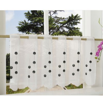 -42002- Schwarz 40x120 Voile Scheiben Gardine transparent...