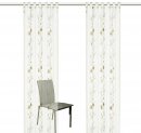 Gardine, mit Schlaufen, 1 Stück Farbe Sand, Design Blumenranken, Bestickt, Transparent, Waschbar, in verschiedenen Größen erhältlich