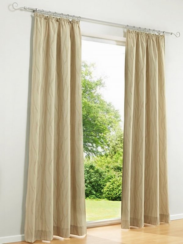 Dekoschal, mit Kräuselband, Heine Home, Blickdicht, Farbe Beige, Design Wellen, Modern, in verschiedenen Größen erhältlich