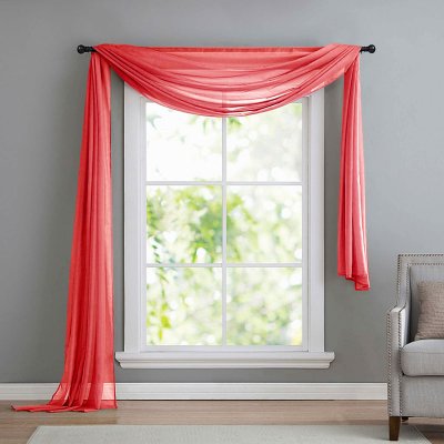 -560- Rot 140x600 Voile Querbehang, Freihanddeko -560-