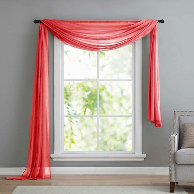 -560- Rot 140x600 Voile Querbehang, Freihanddeko -560-