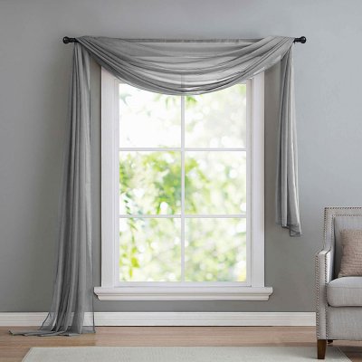 -560- Grau 140x600 Voile Querbehang, Freihanddeko -560-