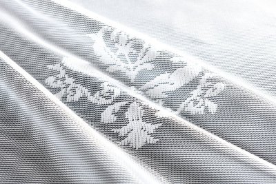 -13142-Bogenstore Jacquard Gardine Kräuselband Blumenmuster Store Barock -13142-