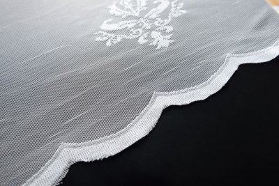 -13142-Bogenstore Jacquard Gardine Kräuselband Blumenmuster Store Barock -13142-