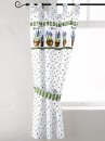 Dekoschal, mit Schlaufen, Farbe Weiss/Grün, Design Lavendel, Landhausstil, Blickdicht, Waschbar, in verschiedenen Größen erhältlich