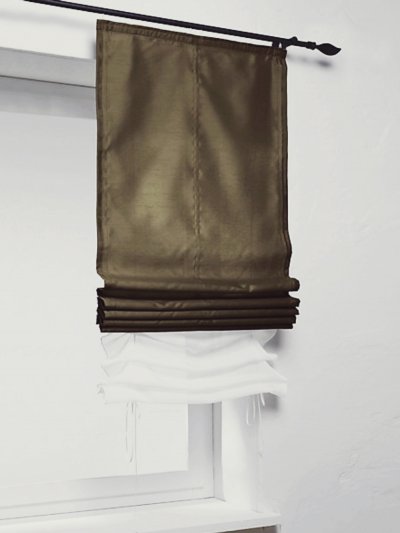Raffrollo, mit Klettband, Farbe Braun, Design Uni, 2...