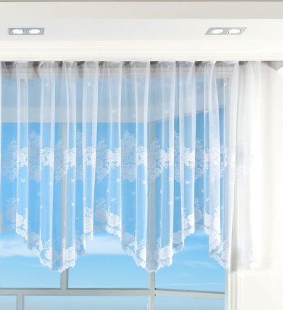 -13140- Weiß 145x300 Jacquard Bogenstore Gardine...