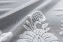 -13140- Weiß 245x300 Jacquard Bogenstore Gardine Kräuselband Blumenmuster Store Barock -13140-