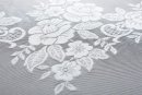 -13140- Weiß 245x300 Jacquard Bogenstore Gardine Kräuselband Blumenmuster Store Barock -13140-