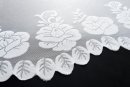 -13140- Weiß 245x300 Jacquard Bogenstore Gardine Kräuselband Blumenmuster Store Barock -13140-