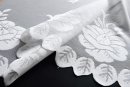-13140- Weiß 245x300 Jacquard Bogenstore Gardine Kräuselband Blumenmuster Store Barock -13140-