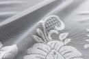 -13140- Weiß 245x300 Jacquard Bogenstore Gardine Kräuselband Blumenmuster Store Barock -13140-