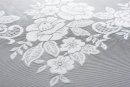 -13140- Weiß 245x300 Jacquard Bogenstore Gardine Kräuselband Blumenmuster Store Barock -13140-